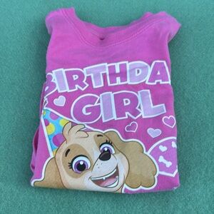 Nickelodeon Paw Patrol Pink SS 3rd Birthday Girl T-Shirt with Cartoon Design 2T